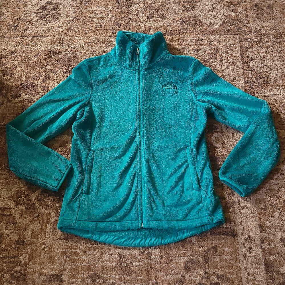 North Face S Green Fuzzy Soft Zip Up Jacket Winter Fall